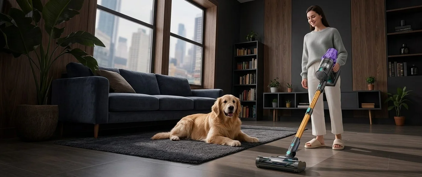 VENHIDELY HC01 cordless vacuum in use